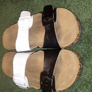 Black and white sandals